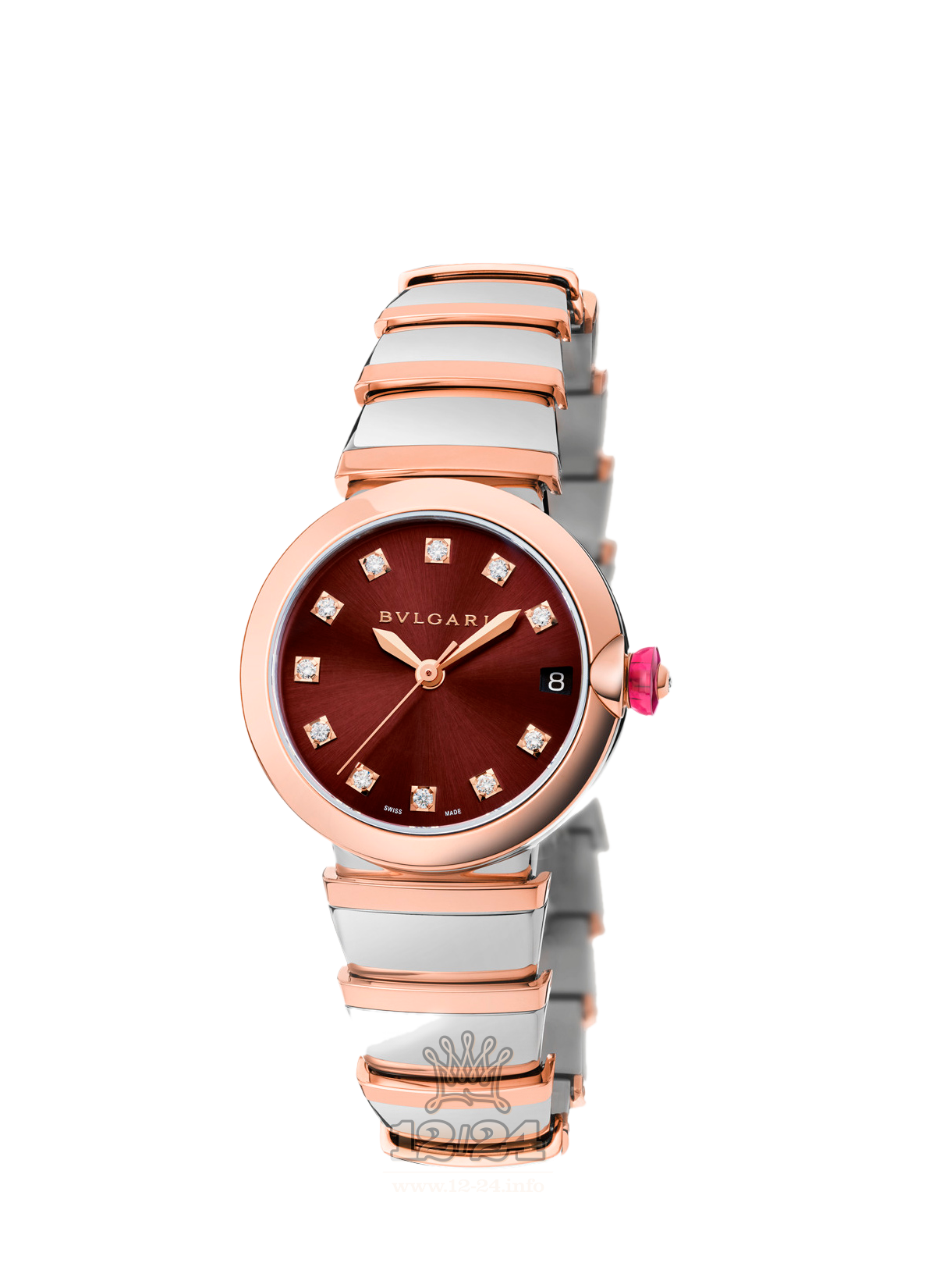 Bvlgari Lvcea Watch 102689 LU33C11SPGSPGD/11 33 mm Steel / Pink gold Case Brown (chocolate) Dial