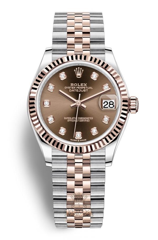 Rolex Datejust Watch 278271-0028 31 mm Stainless steel Pink gold Case Brown (chocolate) Dial