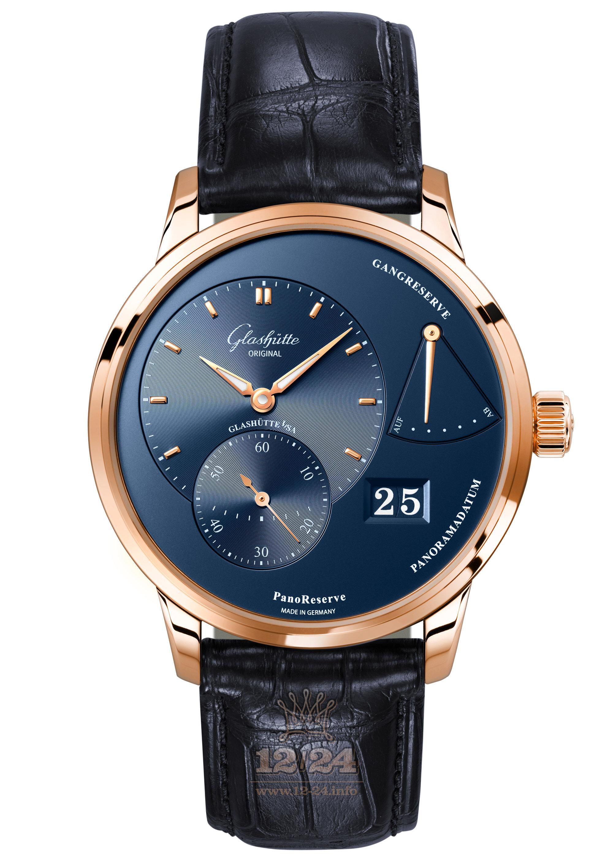 Glashutte Pano Watch 1-65-01-04-15-01 40 mm Red gold Case Dark blue Dial