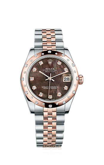 Rolex Lady-Datejust Watch 178341-0043 31 mm Steel / Pink gold Case Black Dial