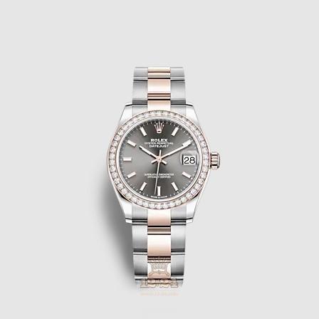 Rolex Datejust Watch 278381rbr-0017 31 mm Stainless steel Pink gold Case Gray Dial