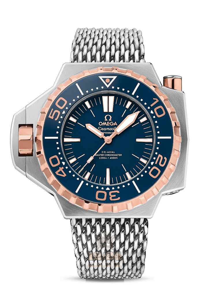 Omega Ploprof 1200 M Watch 227.60.55.21.03.001 55 mm Pink gold Titanium Case Dark blue Dial