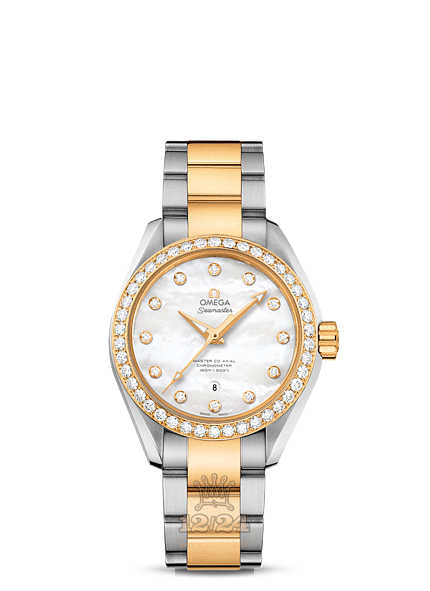 Omega Aqua Terra 150 M Watch 231.25.34.20.55.006 34 mm Steel / Yellow gold Case White Dial