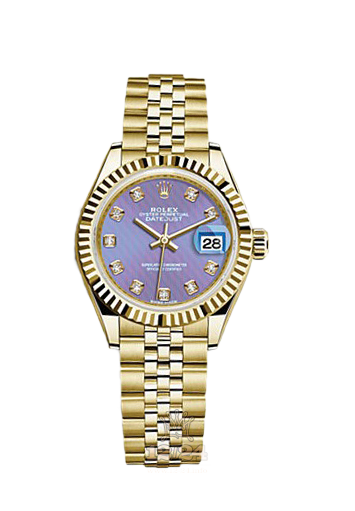 Rolex Datejust Watch 279178-0019 28 mm Yellow gold Case Dark blue Purple Dial