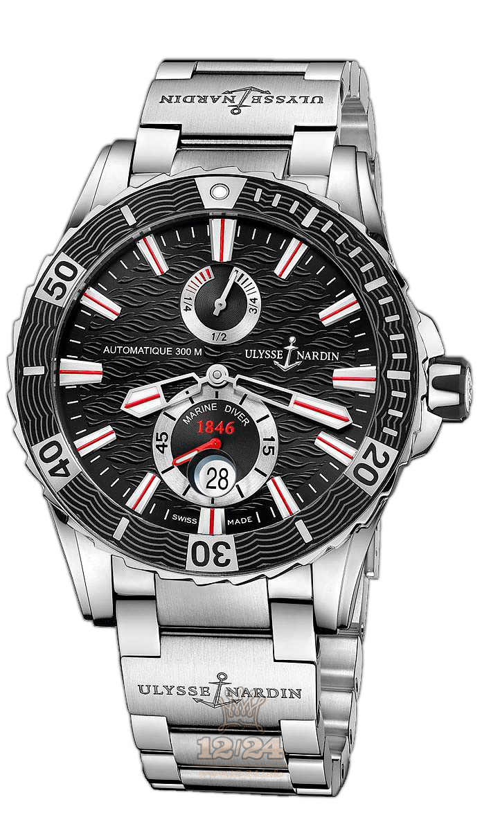 Ulysse Nardin Marine Watch 263-10-7M/92 44 mm Stainless steel Case Black Dial