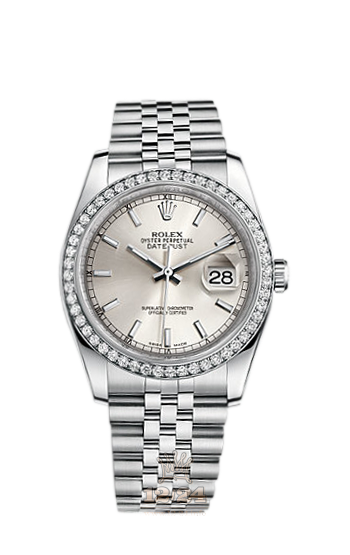 Rolex Datejust Watch 116244-0058 36 mm Steel / White gold Case Silver Dial