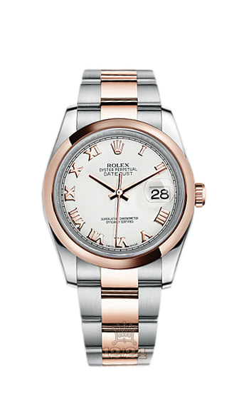 Rolex Datejust Watch 116201-0093 36 mm Steel / Pink gold Case White Dial