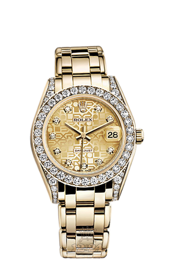 Rolex Pearlmaster Watch 81158-0018 34 mm Yellow gold Case Golden Dial