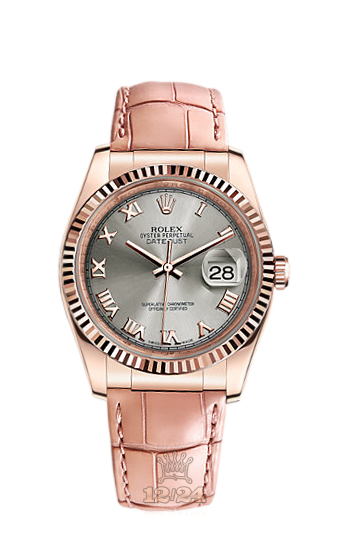 Rolex Datejust Watch 116135-0062 36 mm Pink gold Case Gray Dial