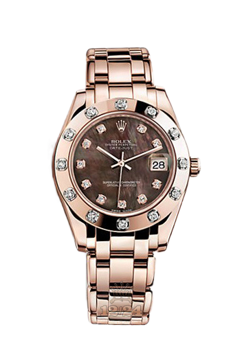 Rolex Pearlmaster Watch 81315-0012 34 mm Pink gold Case Black Dial
