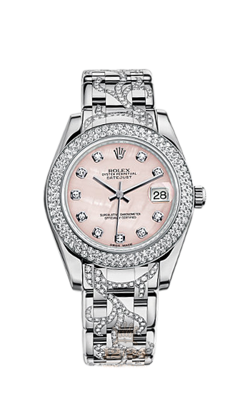 Rolex Pearlmaster Watch 81339-0045 34 mm White gold Case Pink Dial