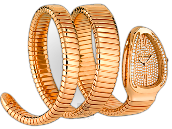 Bvlgari Serpenti Watch 101956 SPP35D2GDG.2T 35 mm Pink gold Case Silver Golden Dial