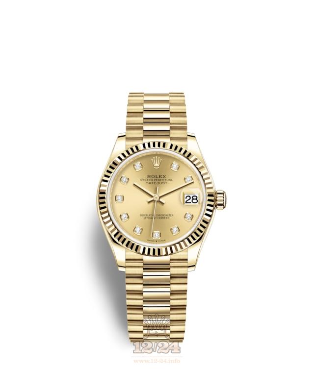 Rolex Datejust Watch 278278-0009 31 mm Yellow gold Case Golden Dial