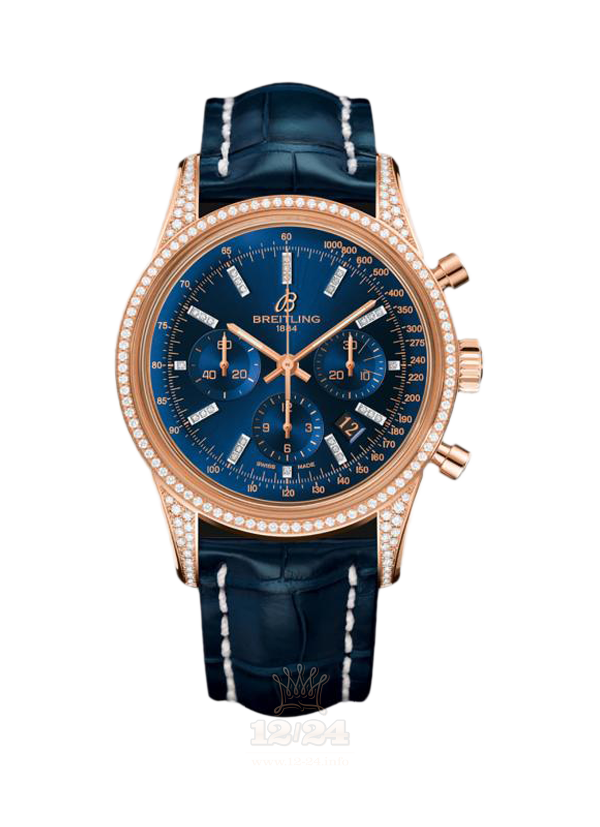 Breitling Transocean Watch RB0152BF|C861|731P|R20BA.1 43 mm Pink gold Case Dark blue Dial