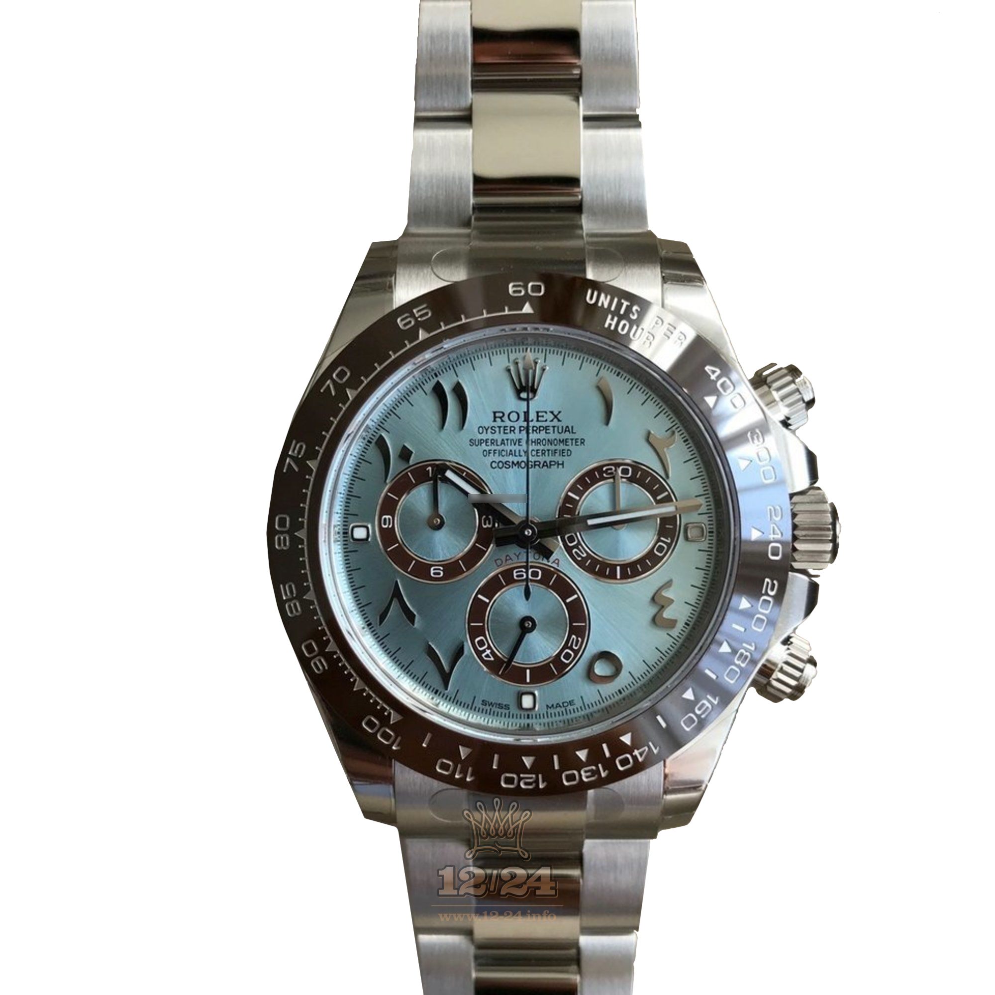 Rolex Cosmograph Daytona Watch 116506-0004 40 mm Platinum Case Silver Blue Dial