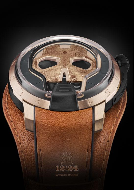 HYT SKULL Watch S48-DG-57-NF-LM 49 mm Pink gold DLC coating Case