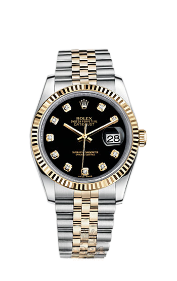 Rolex Datejust Watch 116233-0158 36 mm Steel / Yellow gold Case Black Dial