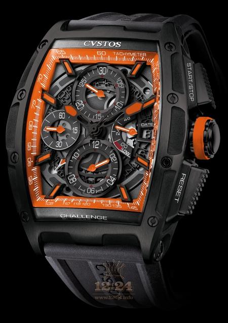 Cvstos Challenge Watch Chrono II GT Orange Storm Stainless steel DLC coating Case Black Orange Dial