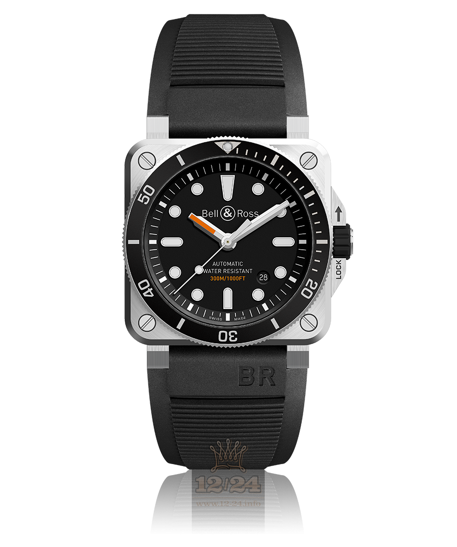Bell & Ross Instruments Watch BR03-92 DIVER 42 mm Stainless steel Case Black Orange Dial