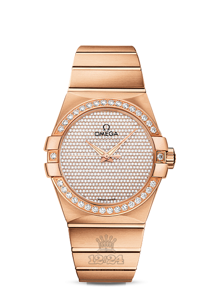 Omega Constellation Watch 123.55.38.20.99.004 38 mm Pink gold Case Silver Golden Dial