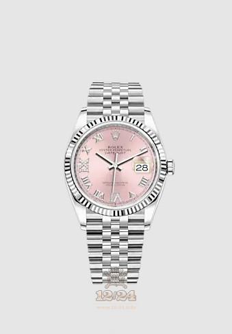 Rolex Datejust Watch 126234-0031 36 mm Stainless steel White gold Case Pink Dial