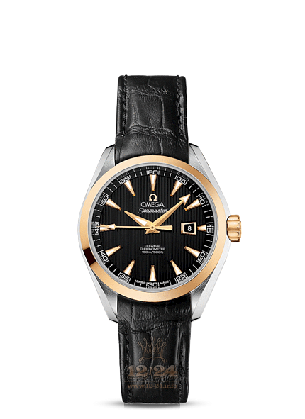 Omega Aqua Terra 150 M Watch 231.23.34.20.01.001 34 mm Steel / Yellow gold Case Black Dial