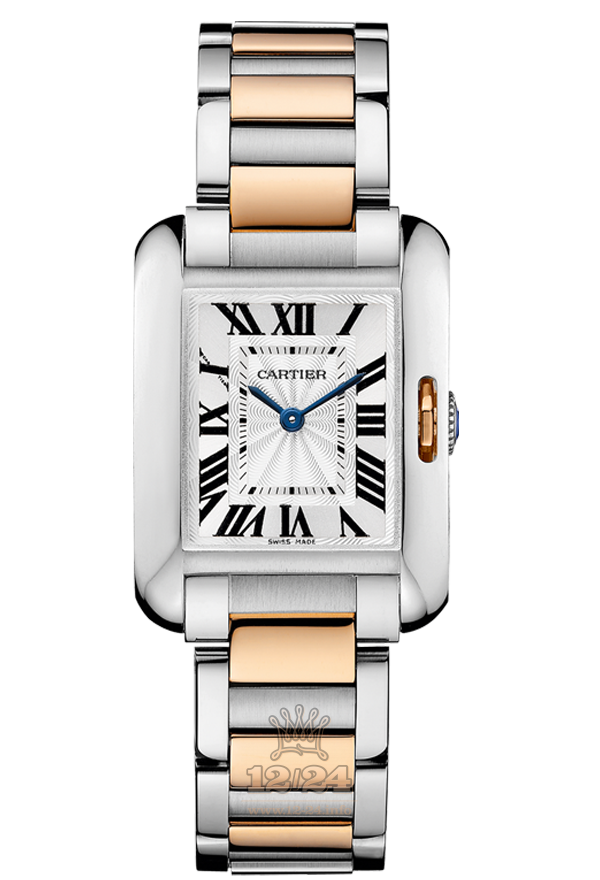 Cartier Tank Watch W5310036 30 mm Steel / Pink gold Case Silver Dial