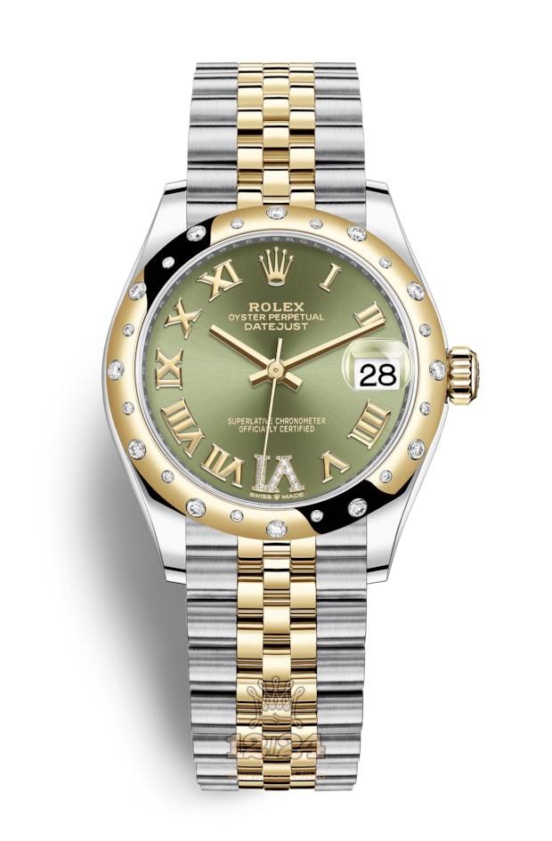 Rolex Datejust Watch 278343rbr-0016 31 mm Stainless steel Yellow gold Case Green Dial