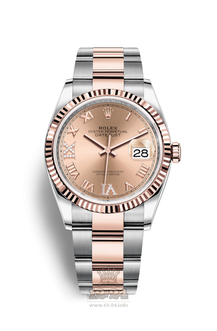 Rolex Datejust Watch 126231-0028 36 mm Steel / Pink gold Case Pink Dial