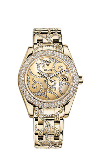 Rolex Pearlmaster Watch 81338-0111 34 mm Yellow gold Case Golden Dial