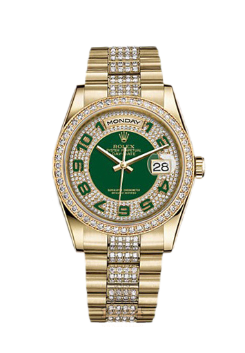 Rolex Day-Date Watch 118348-0056 36 mm Yellow gold Case Green Dial