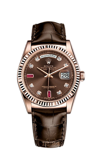 Rolex Day-Date Watch 118135-0020 36 mm Pink gold Case Brown (chocolate) Dial
