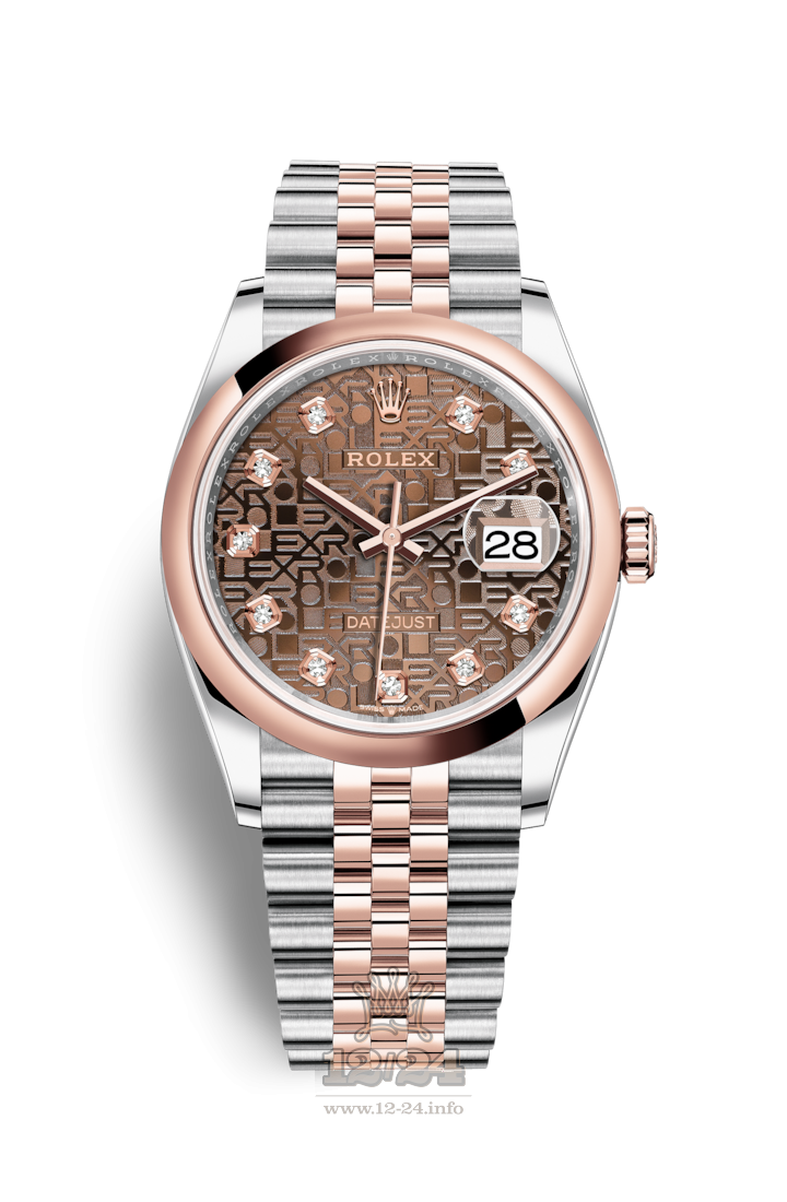 Rolex Datejust Watch 126201-0025 36 mm Steel / Pink gold Case Brown (chocolate) Dial