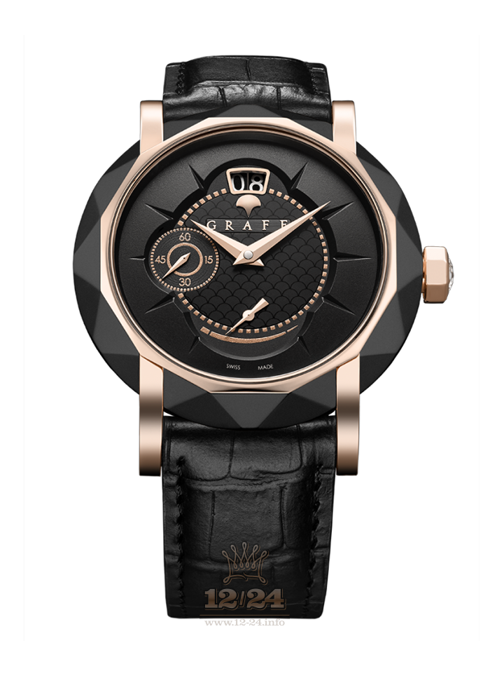 Graff GraffStar Watch GS45DLCPGB3 45 mm Pink gold DLC coating Case Black Dial