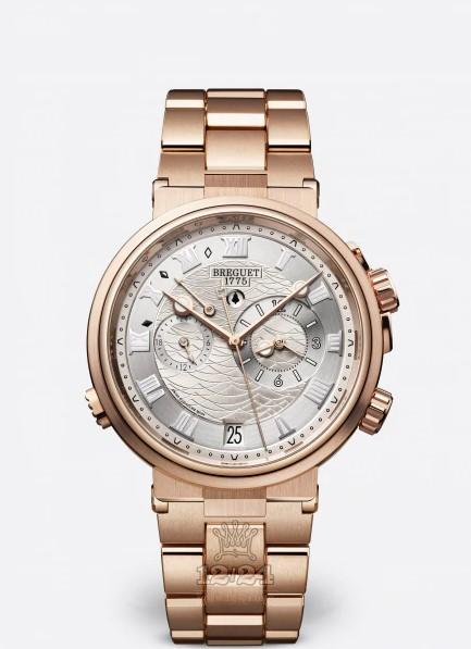 Breguet Marine Watch 5547BR/12/RZ0 40 mm Pink gold Case Silver Dial