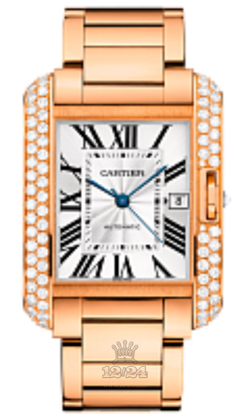 Cartier Tank Watch WT100004 39 mm Pink gold Case Silver Dial