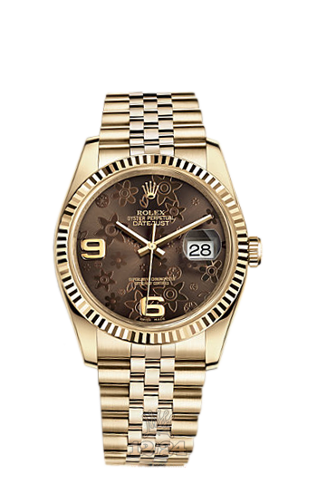Rolex Datejust Watch 116238-0081 36 mm Yellow gold Case Brown (chocolate) Dial