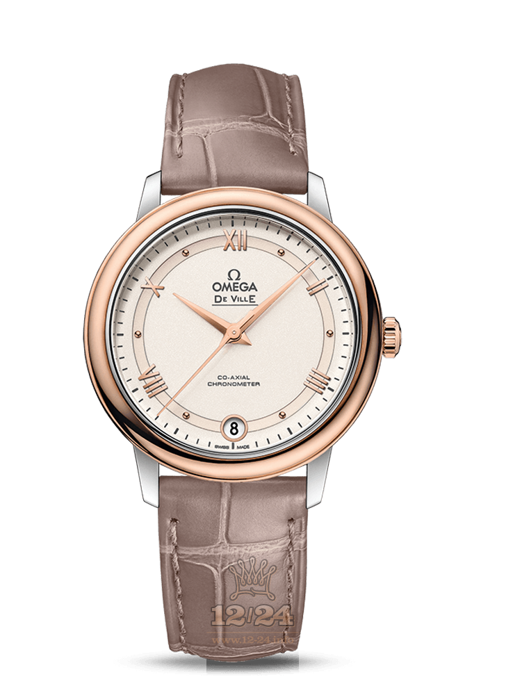 Omega Prestige Watch 424.23.33.20.09.001 33 mm Steel / Pink gold Case White Dial