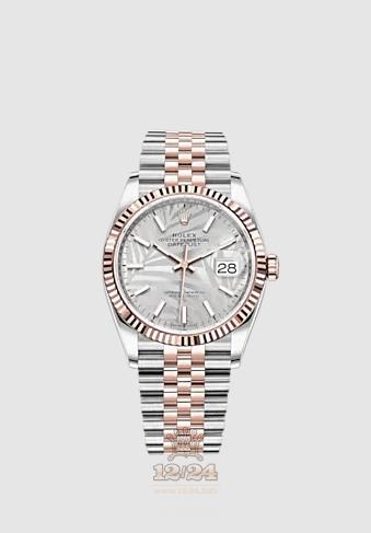 Rolex Datejust Watch 126231-0031 36 mm Stainless steel Pink gold Case Gray Silver Dial