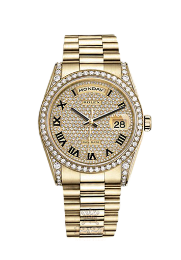 Rolex Day-Date Watch 118388-0043 36 mm Yellow gold Case Silver Golden Dial