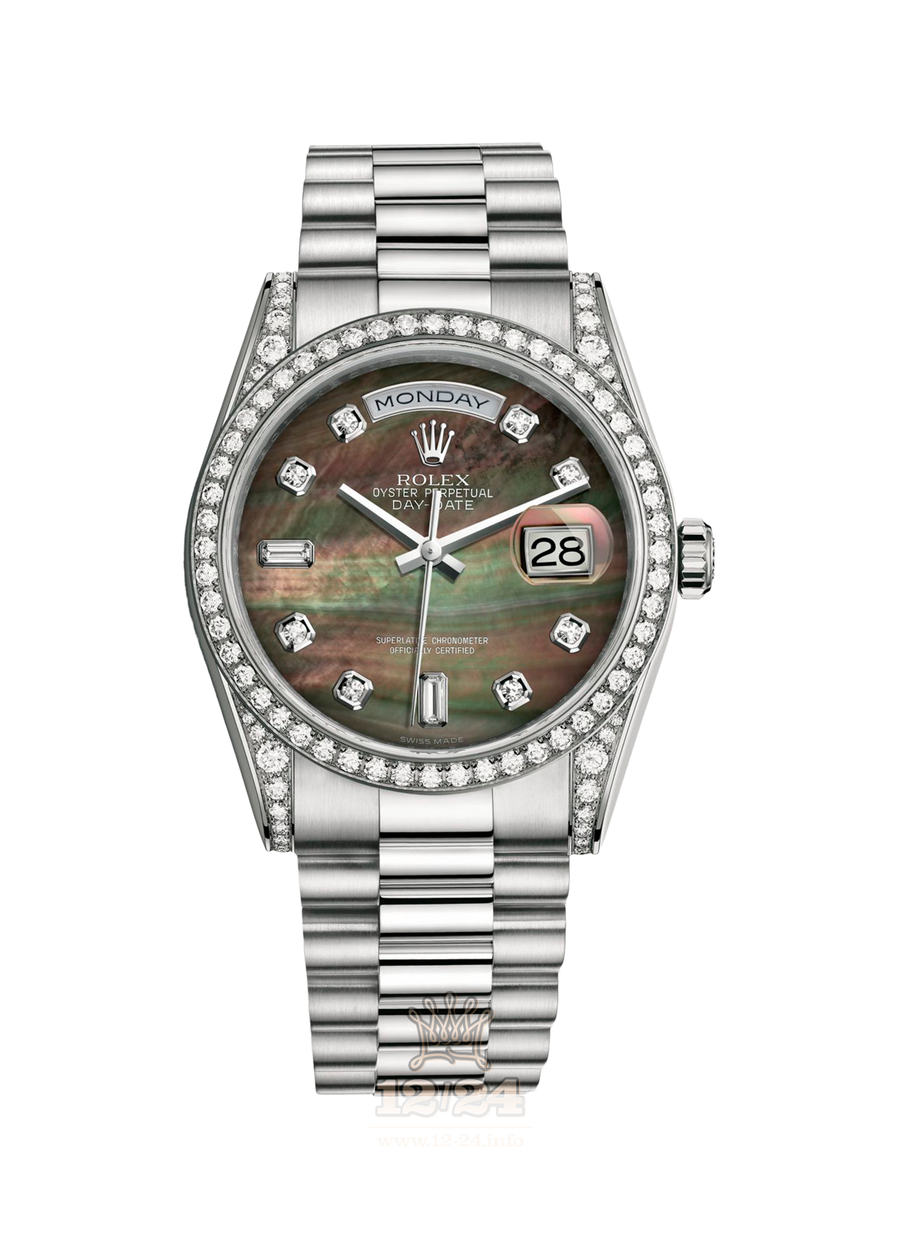 Rolex Day-Date Watch 118389-0010 36 mm White gold Case Black Dial