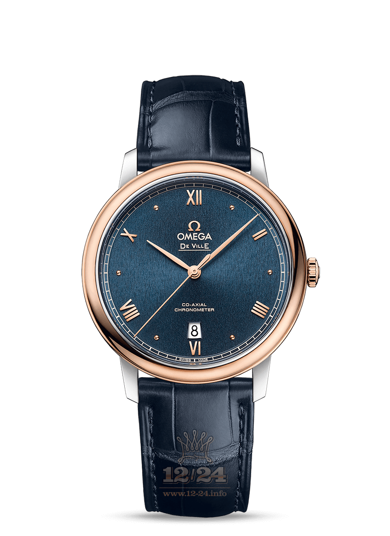 Omega De Ville Watch 424.20.40.20.02.004 40 mm Stainless steel Pink gold Case Dark blue Dial