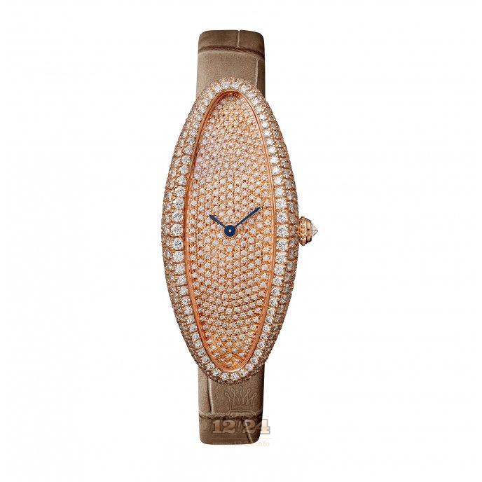 Cartier Baignoire Watch WJBA0010 47 mm Pink gold Case Golden Dial