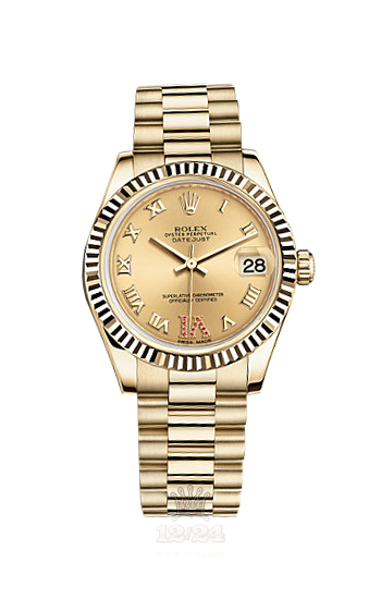 Rolex Datejust Watch 178278-0128 31 mm Yellow gold Case Golden Dial