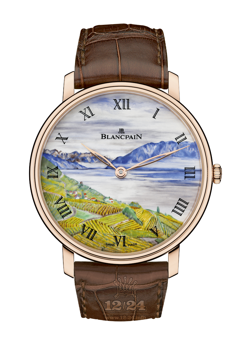 Blancpain Villeret Watch 6615C-3631-55B-4 45 mm Pink gold Case Painted Dial