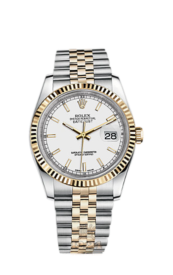 Rolex Datejust Watch 116233-0200 36 mm Steel / Yellow gold Case White Dial