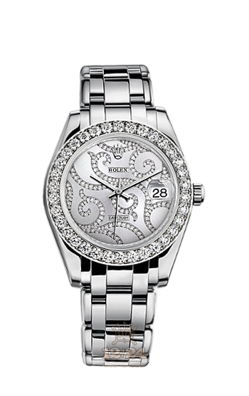 Rolex Pearlmaster Watch 81299-0008 34 mm White gold Case White Silver Dial