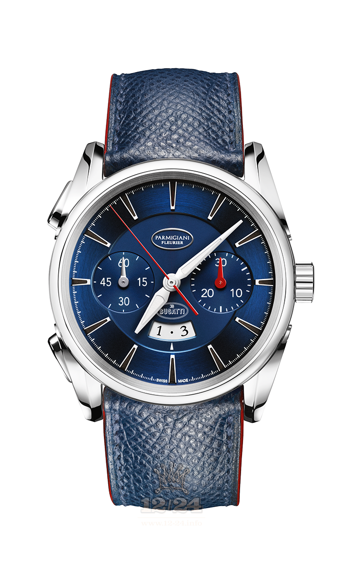Parmigiani Fleurier Bugatti Watch PFC329-3400600-HE3132 White gold Titanium Case Dark blue Dial