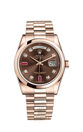Rolex Day-Date Watch 118205f-0104 36 mm Pink gold Case Brown (chocolate) Dial