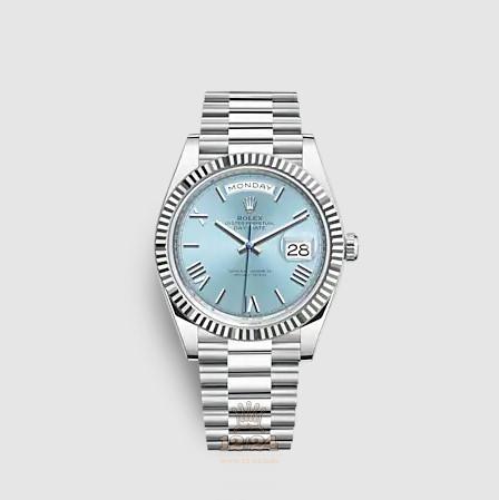 Rolex Day-Date Watch 228236-0012 40 mm Platinum Case Blue Dial
